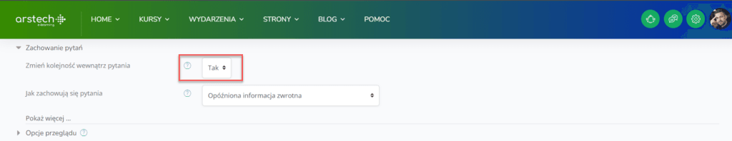 Mieszanie odpowiedzi w Quizie na platformie Moodle