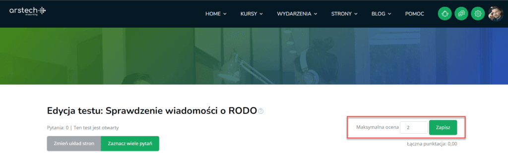 Próg zaliczenia Quizu na platformie Moodle