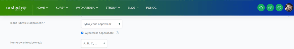 Pytanie wielokrotnego wyboru w Quzie na platformie Moodle
