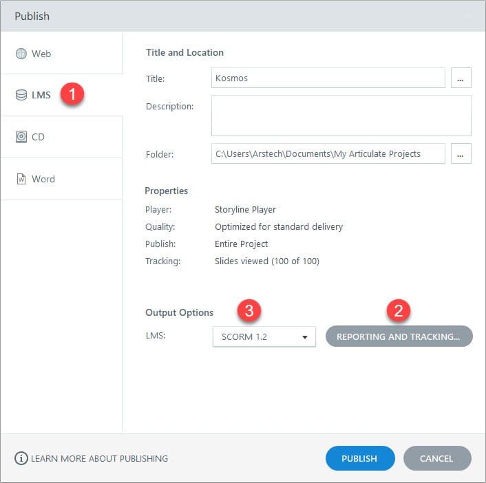 Publikacja scorm z Articulate