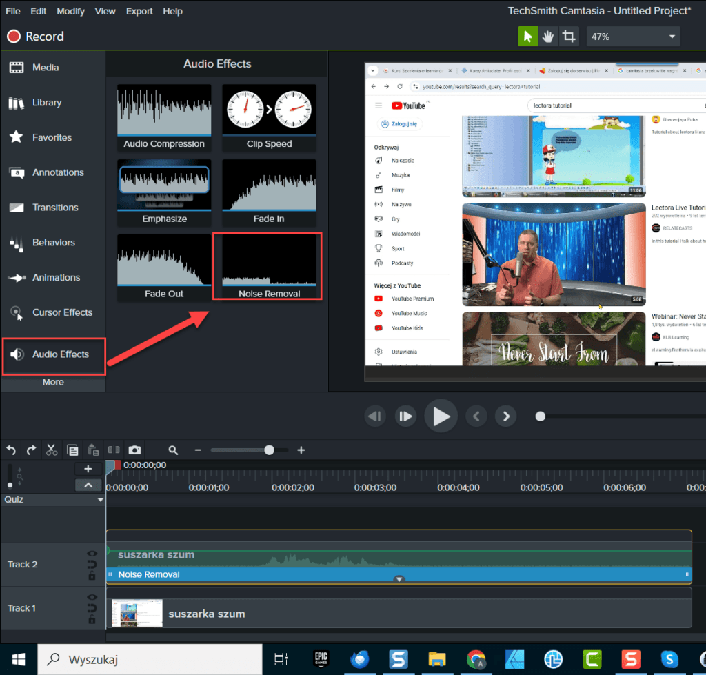 usuwanie szumu camtasia